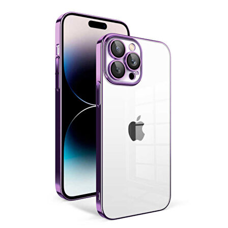 Vendas iPhone 14 Pro Uyumlu (14 Pro) Veve Serisi Parlak Renkli Kenarlı Elektroplated Magic Silikon Kılıf