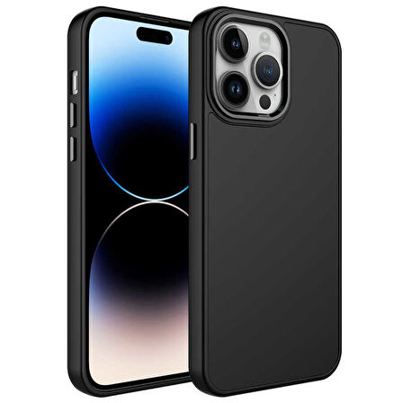 Vendas iPhone 14 Pro Uyumlu (14 Pro) Luna Serisi Metal Çerçeve ve Buton Tasarımlı Silikon Kılıf
