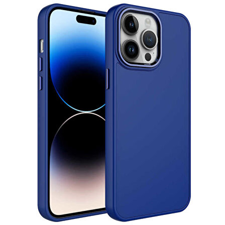 Vendas iPhone 14 Pro Uyumlu (14 Pro) Luna Serisi Metal Çerçeve ve Buton Tasarımlı Silikon Kılıf