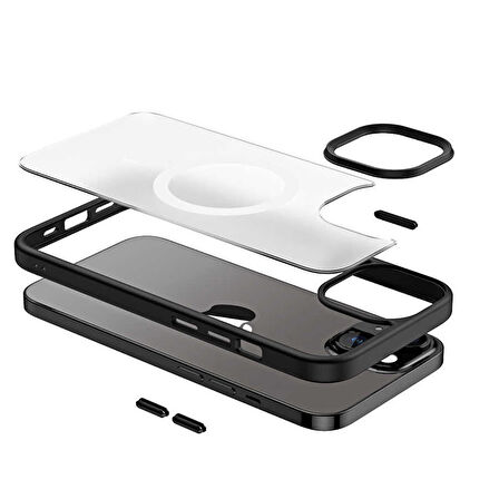 Vendas iPhone 14 Plus Uyumlu (14 Plus) Hibrit Serisi Wireless Şarj Özellikli Magic Magsafe Kılıf