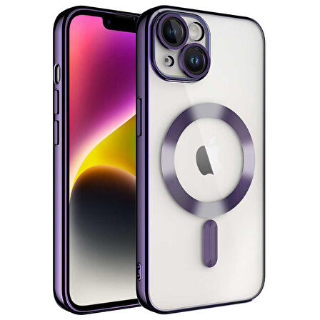 Vendas iPhone 14 Uyumlu ( iPhone 14 ) Veve Serisi Kamera Korumalı Magsafe Wireless Şarj Özellikli Elektroplated Kılıf