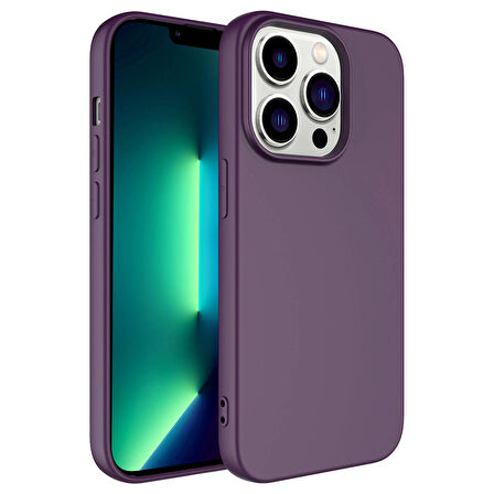 Vendas iPhone 14 Pro Uyumlu W-Lansman Serisi Kamera Korumalı Yumuşak Dokulu Kadife Kaplı Kılıf