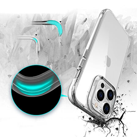 Vendas iPhone 14 Pro Max Uyumlu Okka Serisi Ultra İnce Airbag Tasarımlı Kamera Lens Çıkıntılı Şeffaf Kılıf