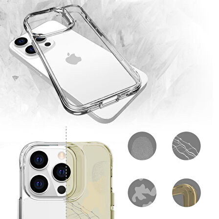 Vendas iPhone 14 Pro Uyumlu Okka Serisi Ultra İnce Airbag Tasarımlı Kamera Lens Çıkıntılı Şeffaf Kılıf