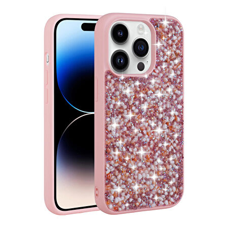 Vendas iPhone 14 Pro Max Uyumlu Linea Serisi Parlak Taşlı Tasarımlı Magic Fashion Kılıf