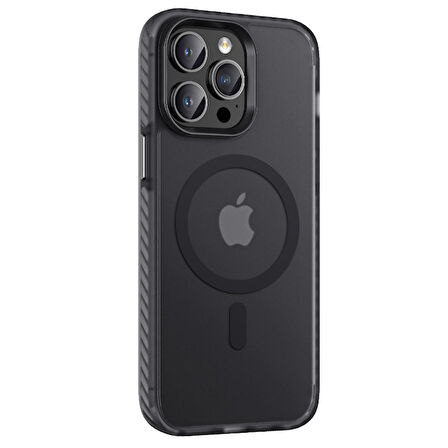 Vendas iPhone 14 Pro Uyumlu Locik Serisi Mat Arka Yüzey Wireless Şarj Özellikli Mat PC Arka Yüzeyli Kılıf