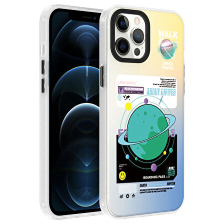 Vendas iPhone 12 Pro Uyumlu Dragon Serisi Parlak Desenli Fashion Hard Silikon Kılıf