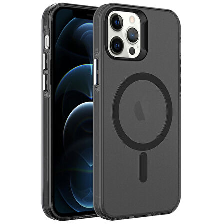 Vendas iPhone 12 Pro Uyumlu Cro Serisi Buzlu Transparan Magsafe Şarj Özellikli Sert Kılıf
