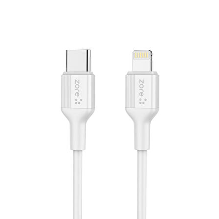 Zore Play PL3 Lightning - Type-C 20 Watt Hızlı Şarj Aleti Beyaz