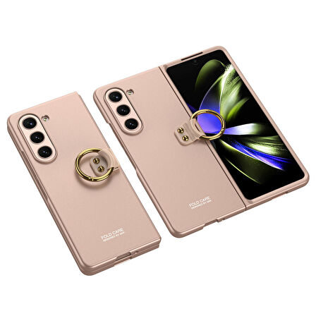 Vendas Samsung Galaxy Z Fold 5 Uyumlu Kıpta Serisi Yüzüklü Flips Sert Kapak