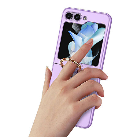 Vendas Samsung Galaxy Z Flip 5 Uyumlu Kıpta Yüzüklü Flip Sert Arka Kapak