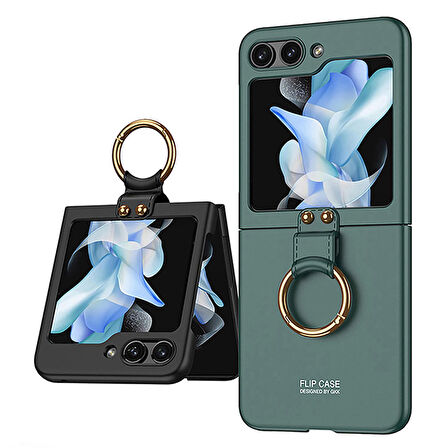 Vendas Samsung Galaxy Z Flip 5 Uyumlu Kıpta Yüzüklü Flip Sert Arka Kapak