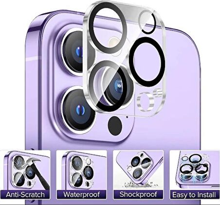 Vendas iPhone 15 Pro Uyumlu (15 Pro) Integrad Tam Uyumlu Kamera Lens Koruyucu