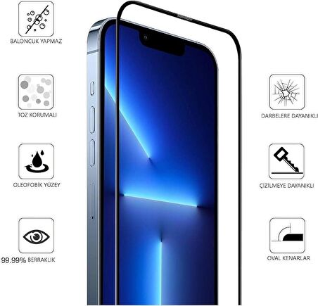 Vendas iPhone 15 Pro Uyumlu (15 Pro) Vista Super Hardness Alüminasilicate Cam Ekran Koruyucu