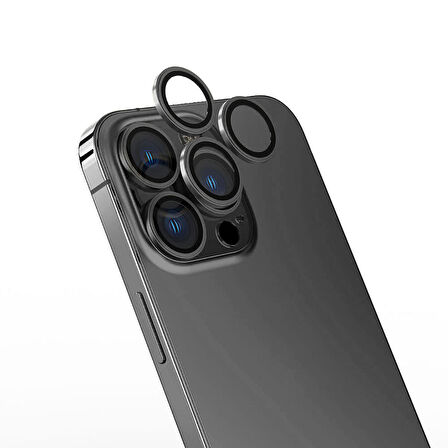 Vendas iPhone 15 Pro Uyumlu Görüntüyü Bozmayan Tam Uyumlu Cam Kamera Lens Koruyucu