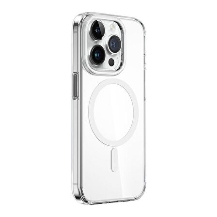 Vendas iPhone 15 Pro Max Uyumlu Victor Serisi Magsafe Şarj Özellikli Renkli Kamera Çerçeveli Şeffaf Silikon Kılıf