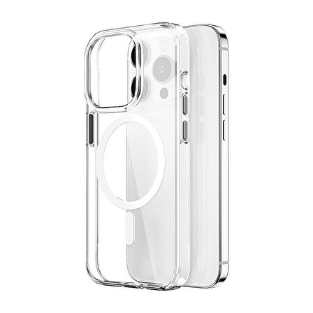 Vendas iPhone 15 Pro Max Uyumlu Victor Serisi Magsafe Şarj Özellikli Renkli Kamera Çerçeveli Şeffaf Silikon Kılıf