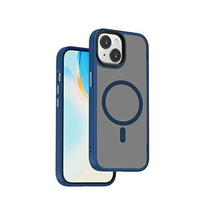 Vendas iPhone 15 Plus Uyumlu Felix Serisi Magsafe Şarj Özellikli Kamera Korumalı Mat Drop Magic Silikon Kılıf
