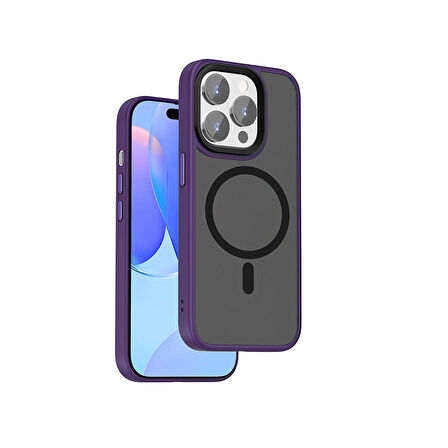 Vendas iPhone 15 Pro Uyumlu Felix Serisi Magsafe Şarj Özellikli Kamera Korumalı Mat Drop Magic Silikon Kılıf