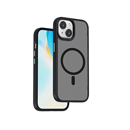 Vendas iPhone 15 Uyumlu Felix Serisi Magsafe Şarj Özellikli Kamera Korumalı Mat Drop Magic Silikon Kılıf