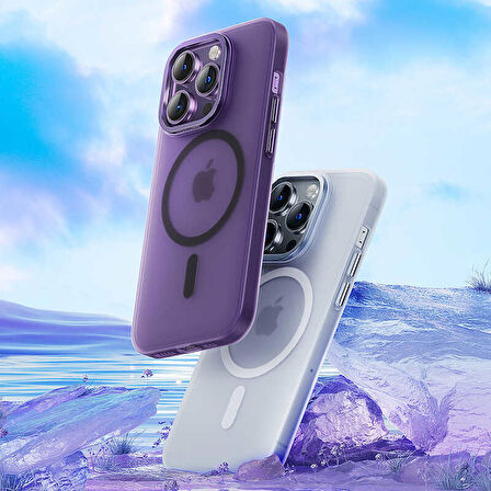 Vendas iPhone 14 Pro Uyumlu Buzlu Mat Tasarımlı Wireless Şarj Destekli Kamera Çıkıntılı Sert Magnetik Kılıf
