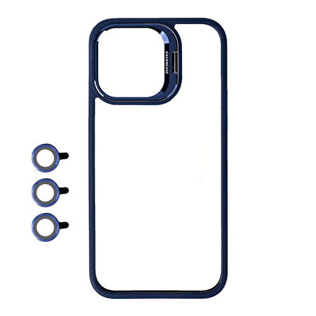 Vendas iPhone 15 Pro Max Uyumlu Klon Serisi Kamera Lens Korumalı Standlı Sert PC Kılıf