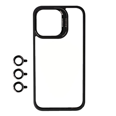 Vendas iPhone 15 Pro Uyumlu Klon Serisi Kamera Lens Korumalı Standlı Sert PC Kılıf