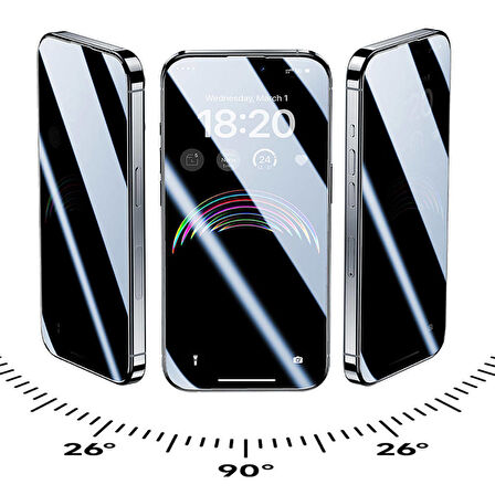 Vendas iPhone 14 Pro Uyumlu Exclusive V-Pro Privacy Hayalet Tempered Cam Ekran Koruyucu
