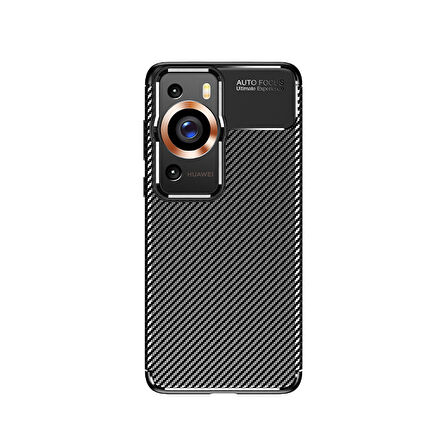 Vendas Huawei P60 Pro Uyumlu Deep Dizayn Auto Focus Tasarımlı Karbon Dizayn Kılıf