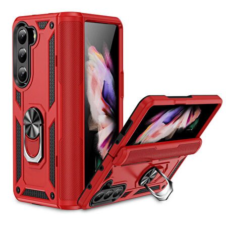 Vendas Samsung Galaxy Z Fold 5 Uyumlu Hulk Serisi Yüzüklü Darbe Dirençli Tam Korumalı Zırh Silikon Kılıf