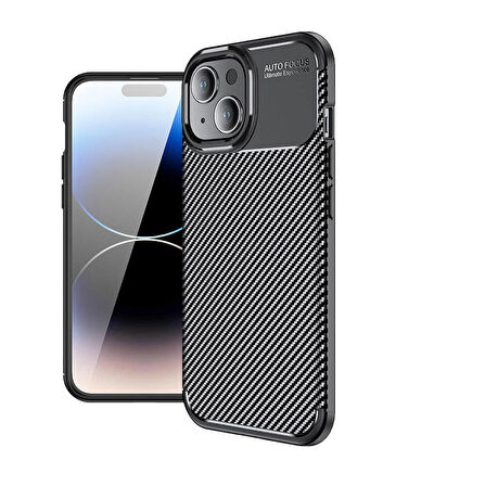 Vendas iPhone 15 Uyumlu Deep Dizayn Auto Focus Tasarımlı Karbon Dizayn Kılıf