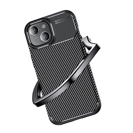 Vendas iPhone 15 Uyumlu Deep Dizayn Auto Focus Tasarımlı Karbon Dizayn Kılıf
