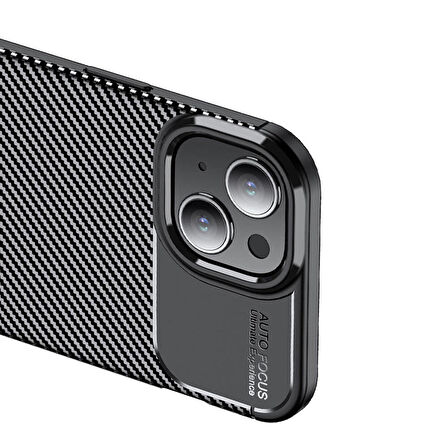 Vendas iPhone 15 Uyumlu Deep Dizayn Auto Focus Tasarımlı Karbon Dizayn Kılıf