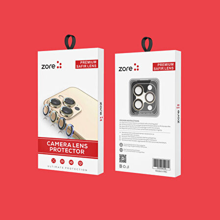 Vendas Apple Uyumlu iPhone 15 Pro Max Zore CL-12 Premium Safir Kamera Lens Koruyucu