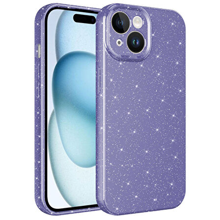 Vendas iPhone 15 Plus Uyumlu Koton Serisi Kamera Korumalı Simli Lüks Silikon Kılıf