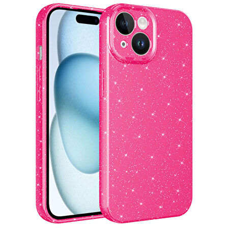 Vendas iPhone 15 Plus Uyumlu Koton Serisi Kamera Korumalı Simli Lüks Silikon Kılıf