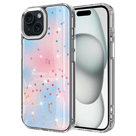 Vendas iPhone 14 Kılıf Simli Desenli Parlak Zore Task Kapak
