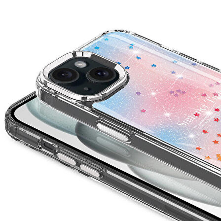 Vendas iPhone 14 Kılıf Simli Desenli Parlak Zore Task Kapak