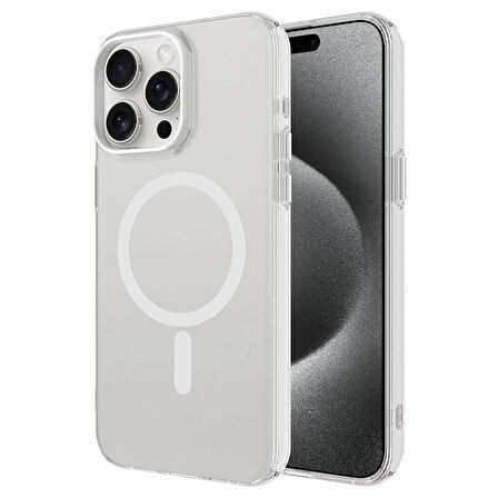 Vendas iPhone 15 Pro Max Uyumlu Cro Serisi Buzlu Transparan Magsafe Şarj Özellikli Sert Kılıf