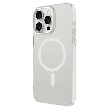 Vendas iPhone 15 Pro Max Uyumlu Cro Serisi Buzlu Transparan Magsafe Şarj Özellikli Sert Kılıf