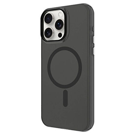 Vendas iPhone 15 Pro Max Uyumlu Cro Serisi Buzlu Transparan Magsafe Şarj Özellikli Sert Kılıf