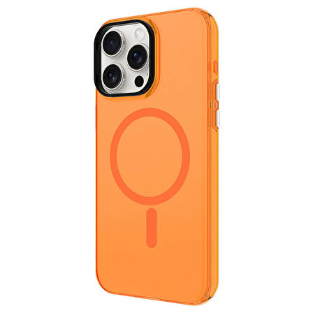 Vendas iPhone 15 Pro Max Uyumlu Cro Serisi Buzlu Transparan Magsafe Şarj Özellikli Sert Kılıf