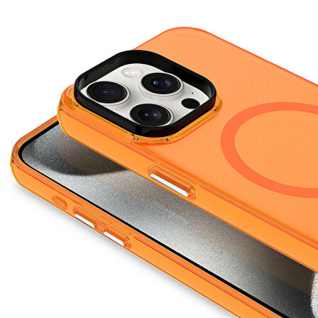 Vendas iPhone 15 Pro Max Uyumlu Cro Serisi Buzlu Transparan Magsafe Şarj Özellikli Sert Kılıf