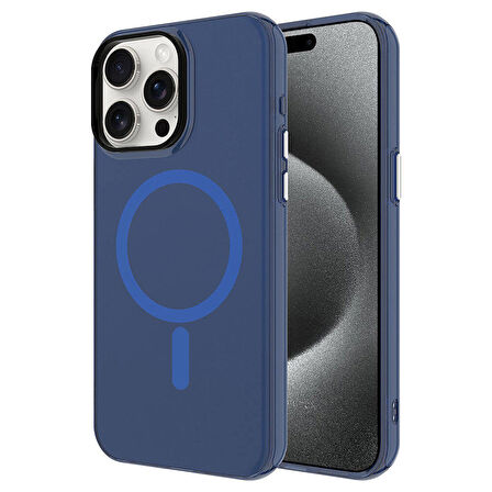 Vendas iPhone 15 Pro Max Uyumlu Cro Serisi Buzlu Transparan Magsafe Şarj Özellikli Sert Kılıf