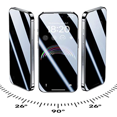 Vendas iPhone 14 Pro Max Uyumlu Anti-Dust Warrior 9D Full Cover Privacy Gizleyen Temperli Cam Ekran Koruyucu