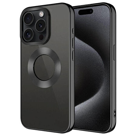 Vendas iPhone 15 Pro Max Kılıf Tek Kamera Çerçeveli Logo Gösteren Zore Omega Kapak