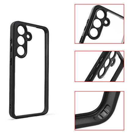 Vendas Samsung S24 Plus Uyumlu Roll Serisi Kamera Korumalı Şeffaf Arka Yüzey New Roll Kılıf