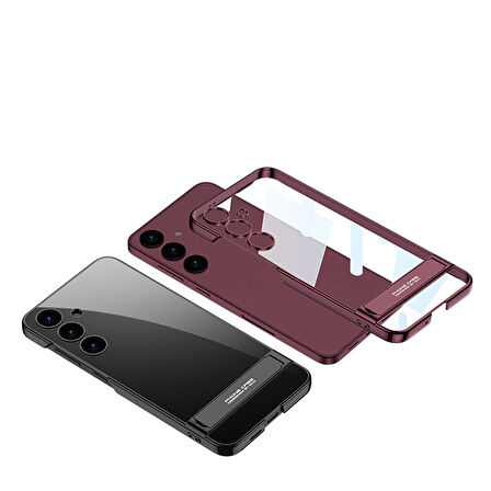 Vendas Samsung Galaxy S24 Kılıf Zore Kamera Korumalı Şeffaf Dikey Standlı Ays Kapak