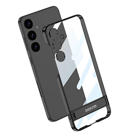 Vendas Samsung Galaxy S24 Kılıf Zore Kamera Korumalı Şeffaf Dikey Standlı Ays Kapak