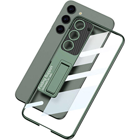 Vendas Samsung Galaxy S24 Plus Kılıf Kamera Korumalı Şeffaf Tasarımlı Zore Lego Standlı Kapak
